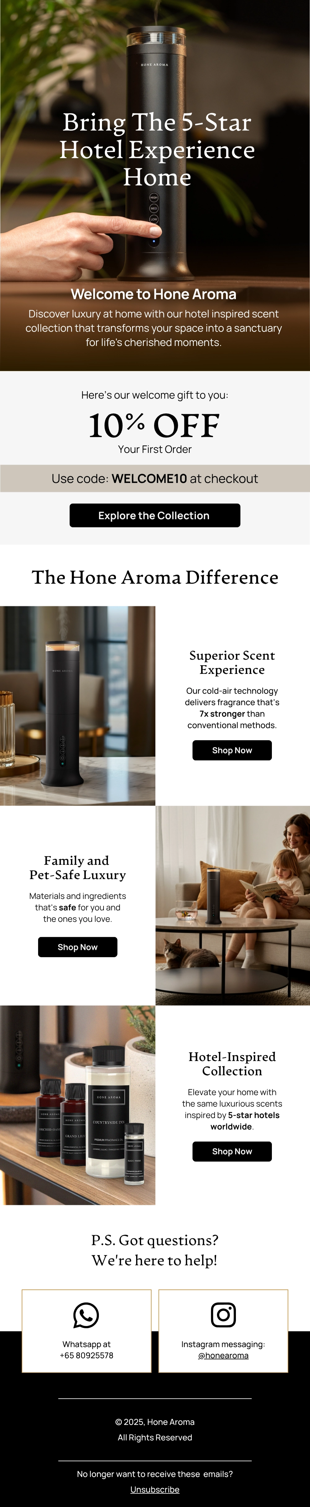 Email ad for Hone Aroma