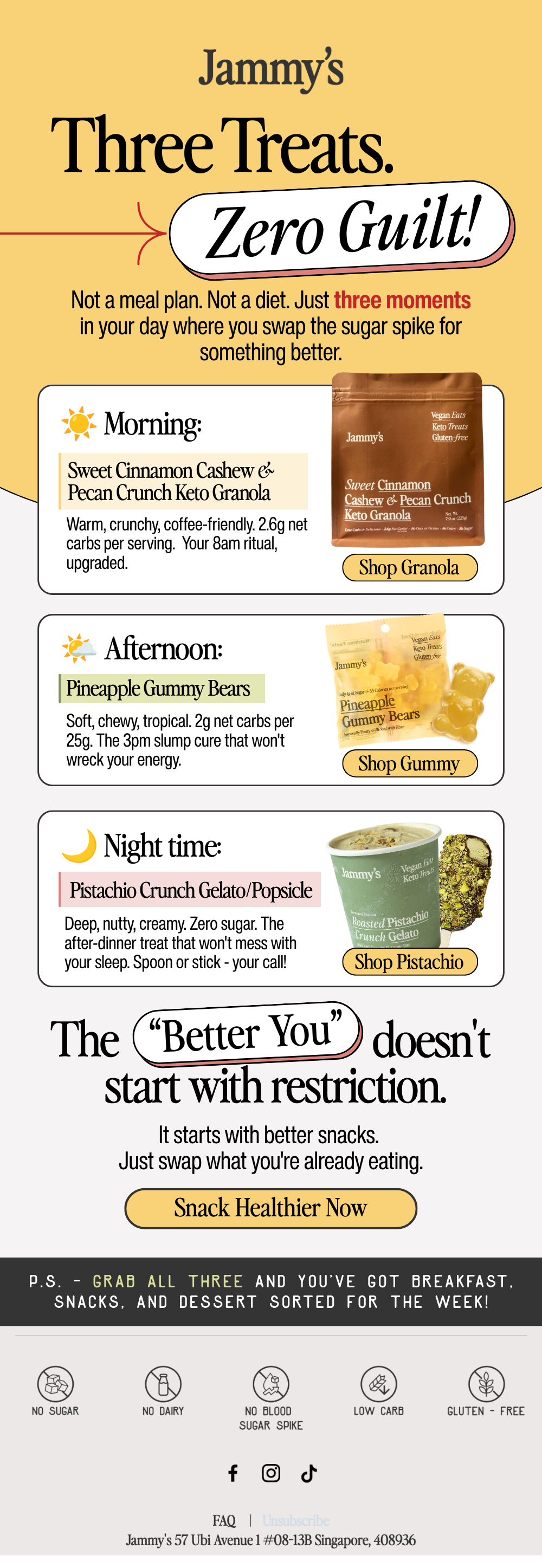 Email ad for Jammy's