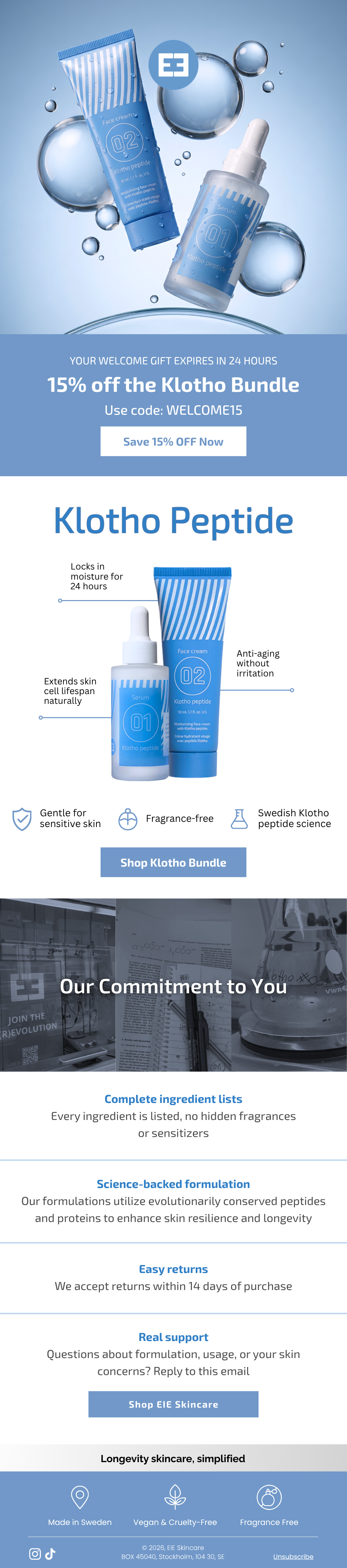 Email ad for EIE Skincare